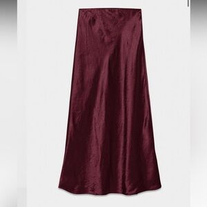 Babaton Midi Length Satin Slip Skirt - Burgundy